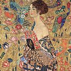 Gustav Klimt - lady with fan painting